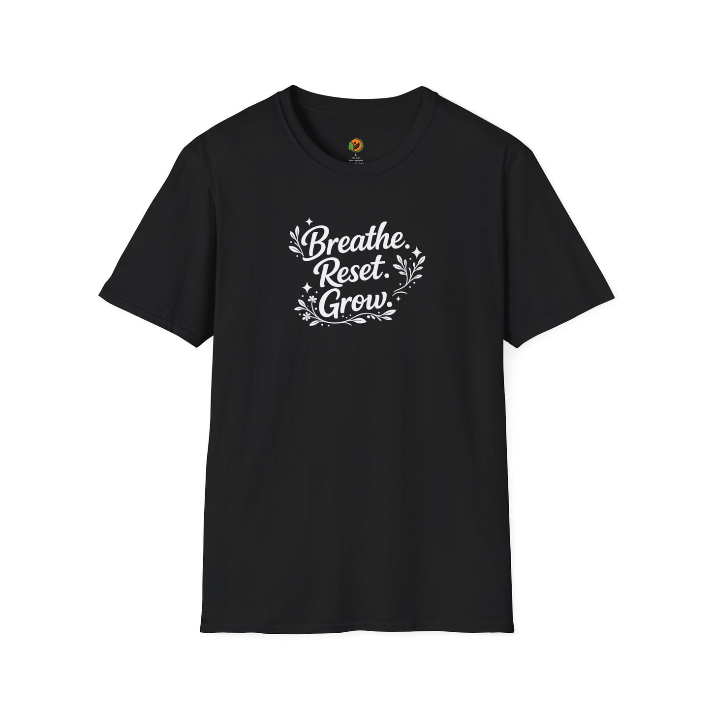 Breathe Reset Grow — Subtle Invisible Design Tee