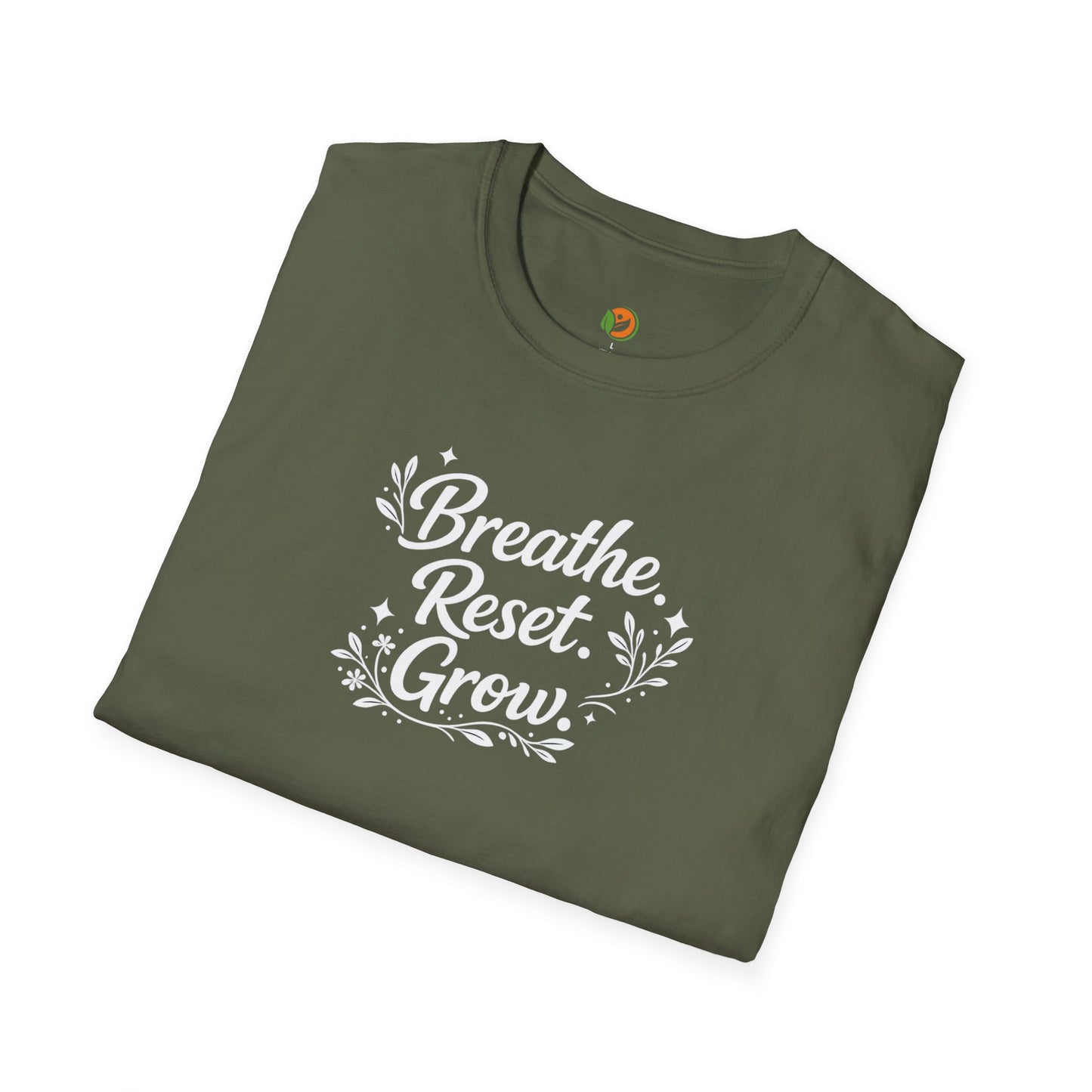 Breathe Reset Grow — Subtle Invisible Design Tee
