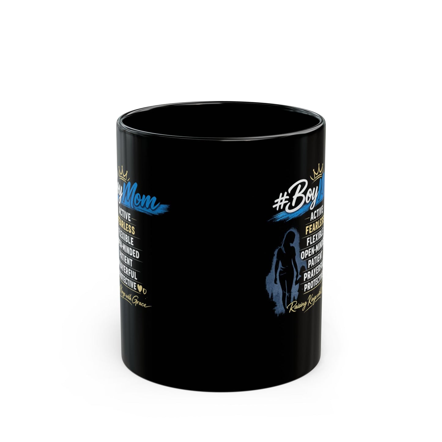 Boy Mom Coffee Mug — #BoyMom Traits List Black Ceramic Mug (11oz & 15oz)