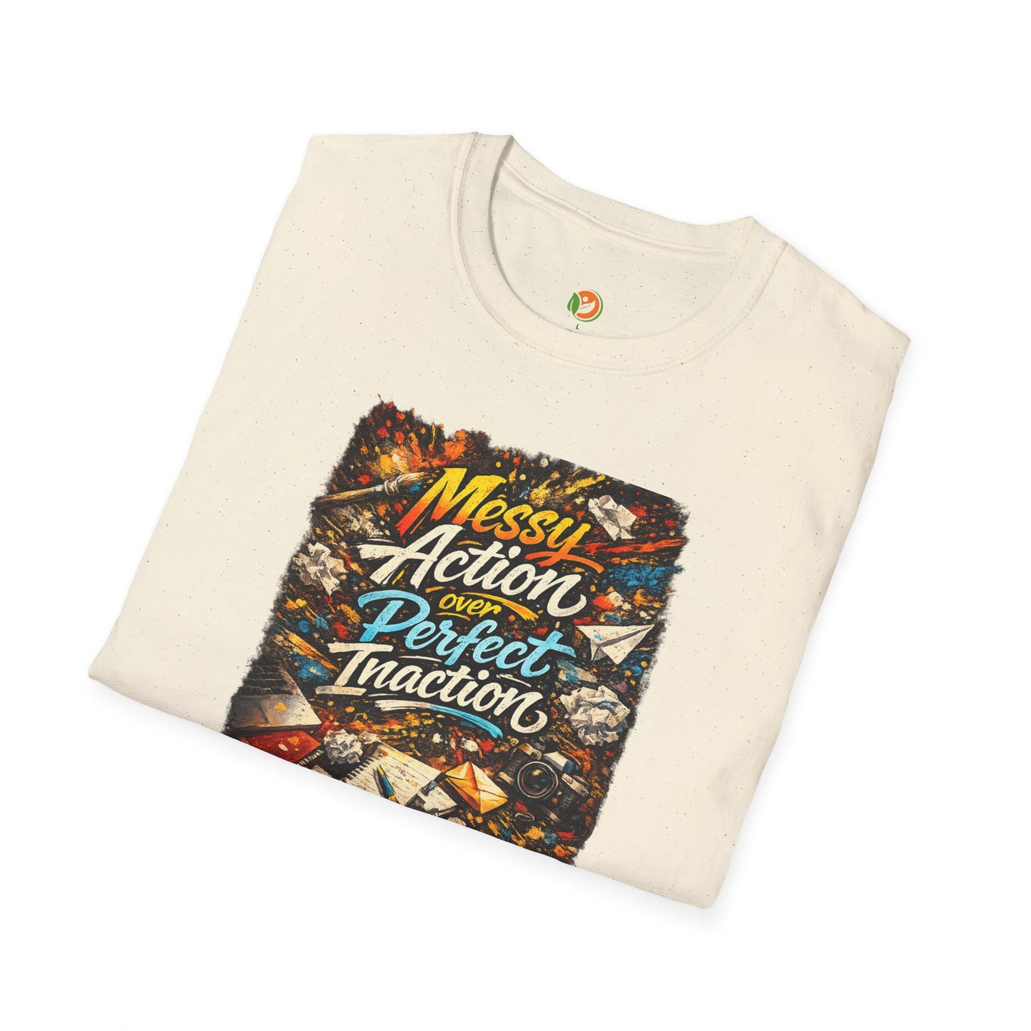 Messy Action Over Perfect Inaction T-Shirt — Inspirational Adventure Graphic Tee for Men/Boys