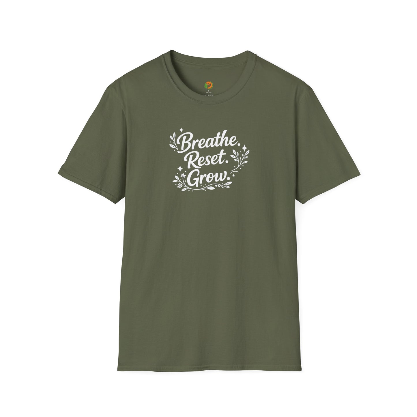 Breathe Reset Grow — Subtle Invisible Design Tee