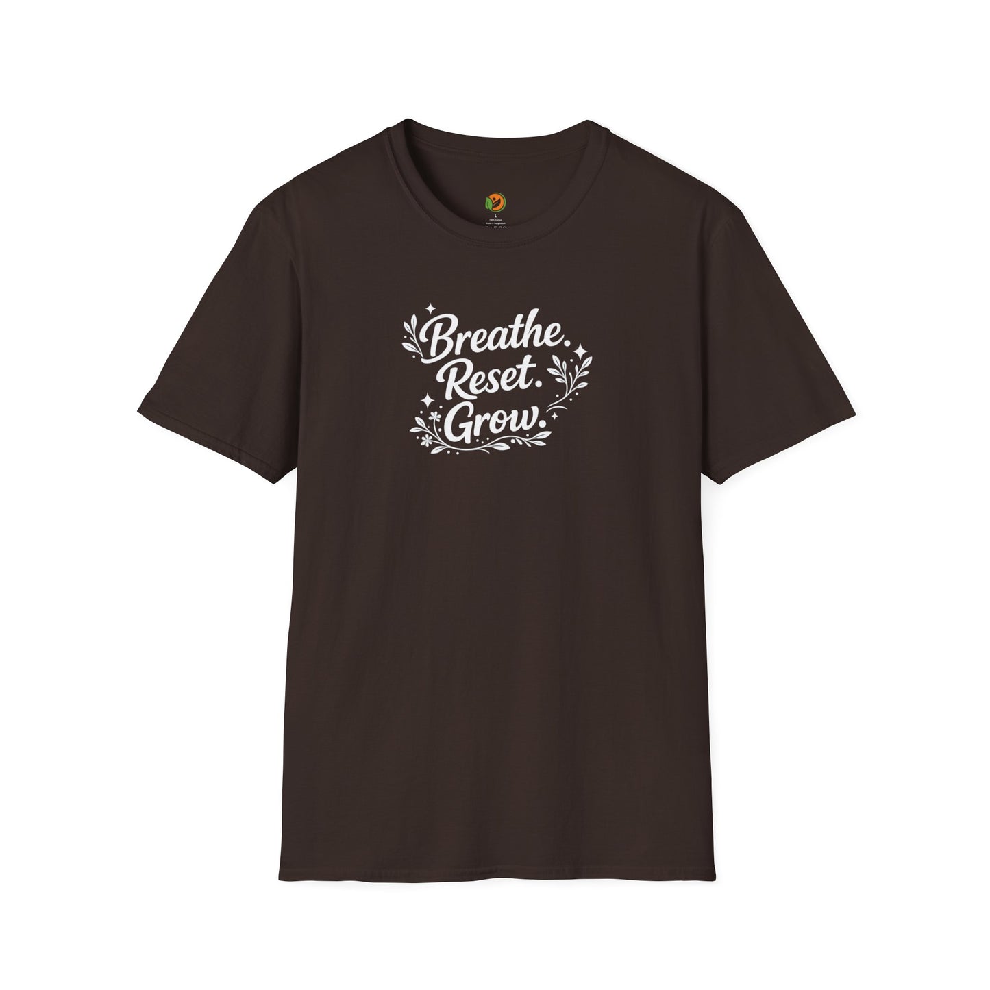 Breathe Reset Grow — Subtle Invisible Design Tee