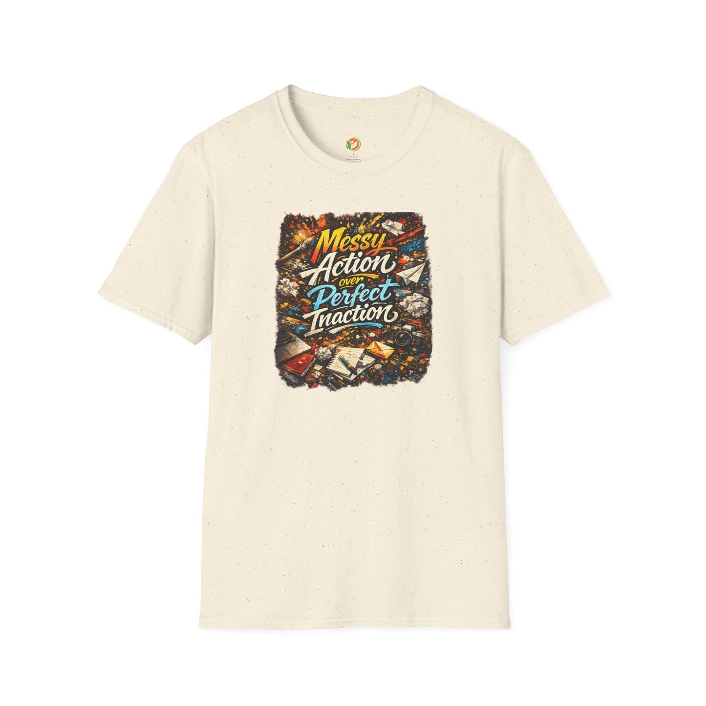 Messy Action Over Perfect Inaction T-Shirt — Inspirational Adventure Graphic Tee for Men/Boys