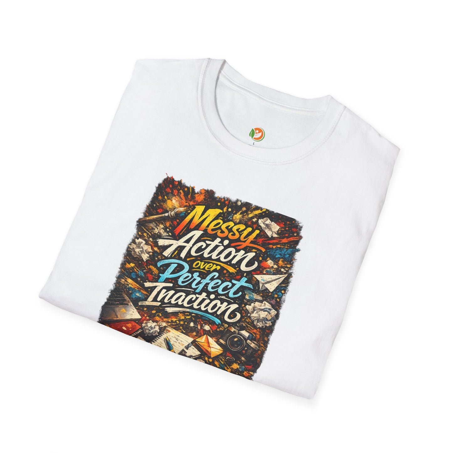 Messy Action Over Perfect Inaction T-Shirt — Inspirational Adventure Graphic Tee for Men/Boys