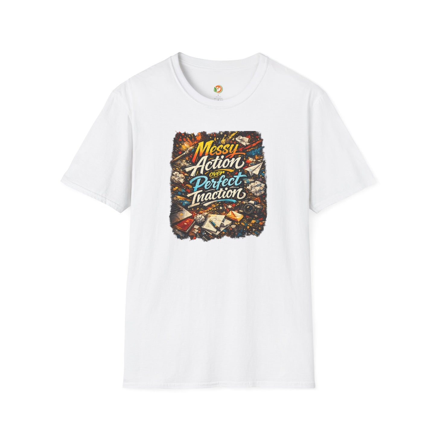 Messy Action Over Perfect Inaction T-Shirt — Inspirational Adventure Graphic Tee for Men/Boys