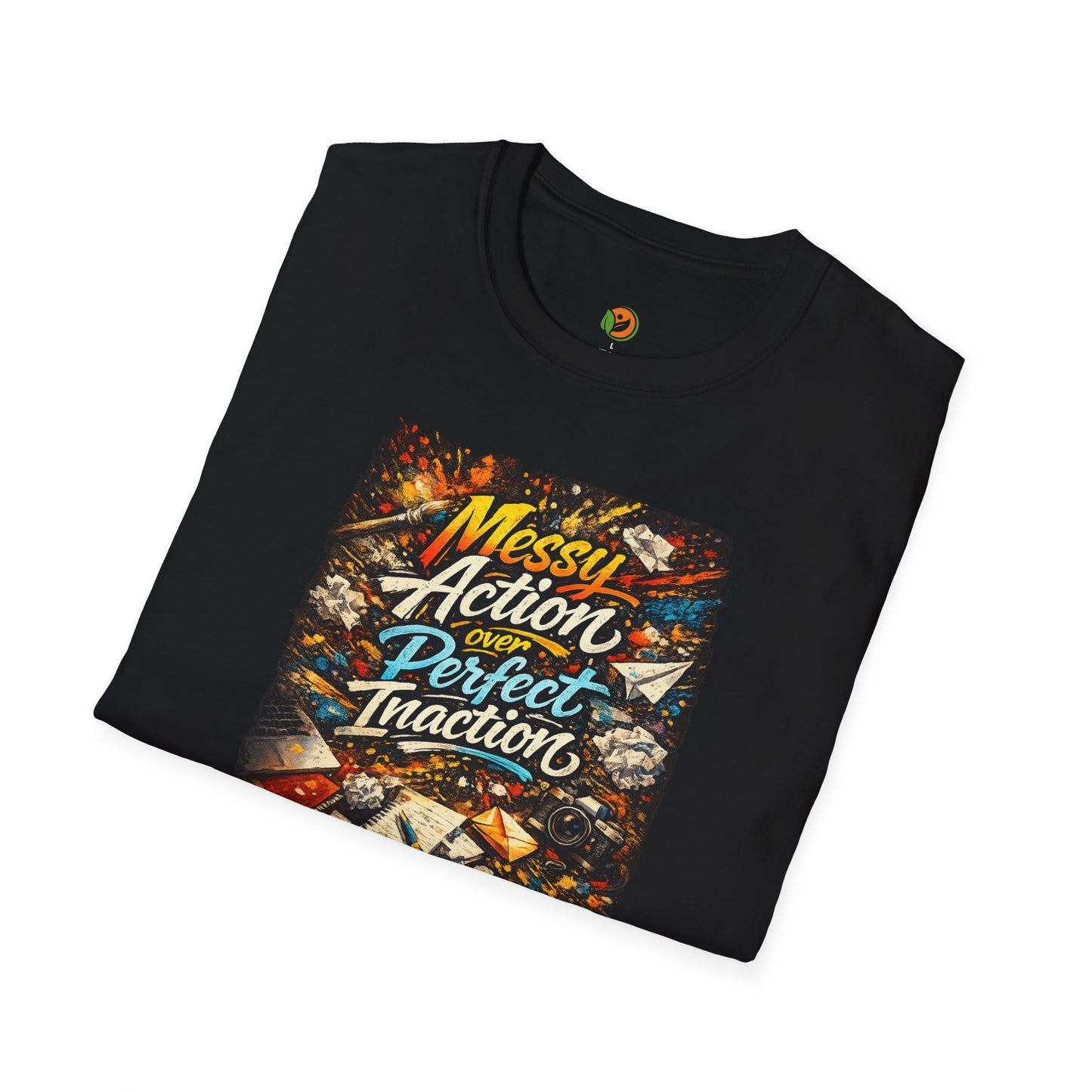Messy Action Over Perfect Inaction T-Shirt — Inspirational Adventure Graphic Tee for Men/Boys